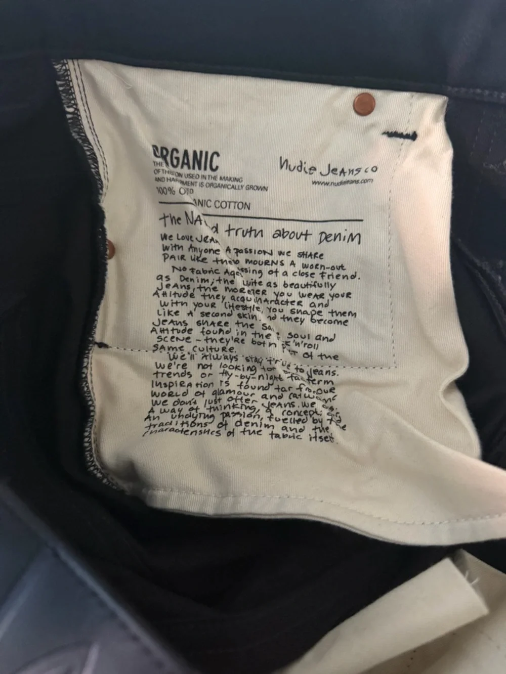 NWOT Nudie Grim Tim in Dry Cold Black (1006974) Unwashed & Unaltered 34” Inseam - Picture 4 of 7